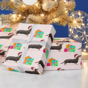 Weihnachtsweih Hund Dackel Merry Bright Geschenkpapier