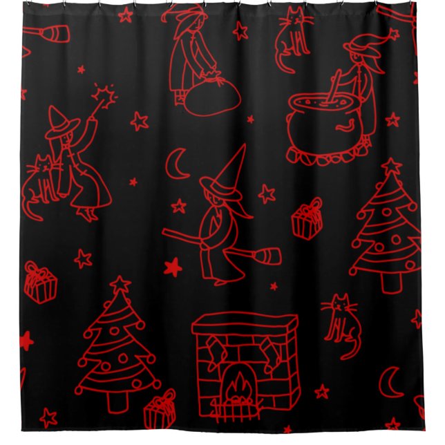 Weihnachtsweih, schwarz duschvorhang (Vorderseite)