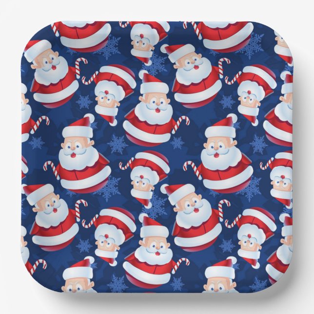 WeihnachtsWeihnachten mit Candy Cane und Schneeflo Pappteller (Vorderseite)