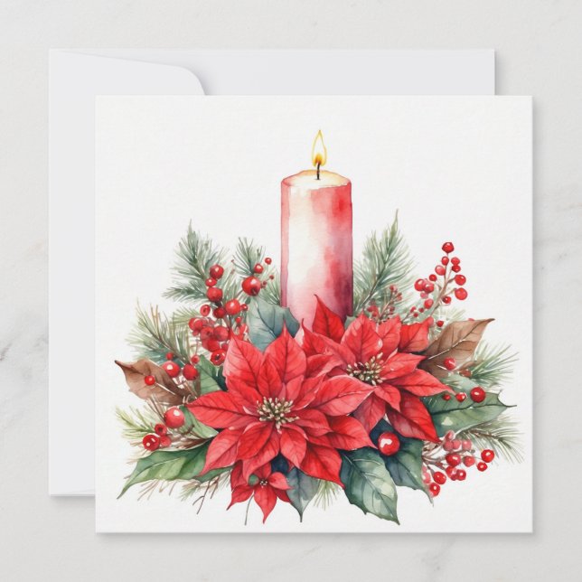 Weihnachtsweihnachtsbäume, Blume, Beeren Feiertagskarte (Vorderseite)