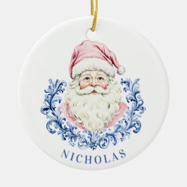 WeihnachtsweihnachtsDamask Santa Keramik Ornament