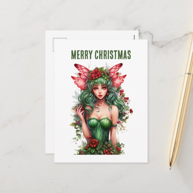 Weihnachtsweihnachtsfantasie Feiertagspostkarte (Vorderseite/Rückseite Beispiel)
