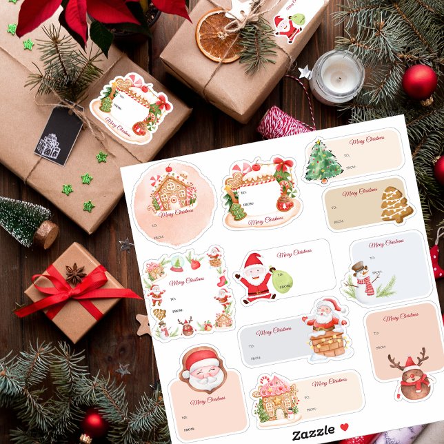 Weihnachtsweihnachtsgeschenk-Tag Aufkleber (Santa Gingerbread House Holiday Christmas Gift Tag Sticker)