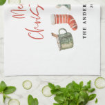 Weihnachtsweihnachtsgetränke Süßkarpfen Geschirrtuch<br><div class="desc">Ein lustiges festliches Design mit Aquarellwinterfavoriten - heiße Schokolade,  Süßkarree,  Strumpf. Frohe Weihnachten im zeitgenössischen Drehbuch-Schriftart,  perfekt zum Feiern der Feiertage.</div>