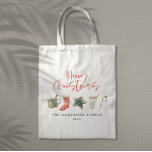 Weihnachtsweihnachtsgetränke Süßkarpfen Tragetasche<br><div class="desc">Ein lustiges festliches Tasse-Design mit Aquarellwinterfavoriten - heiße Schokolade,  Zuckerrohr,  Strumpf. Frohe Weihnachten im zeitgenössischen Drehbuch-Schriftart,  perfekt zum Feiern der Feiertage.</div>