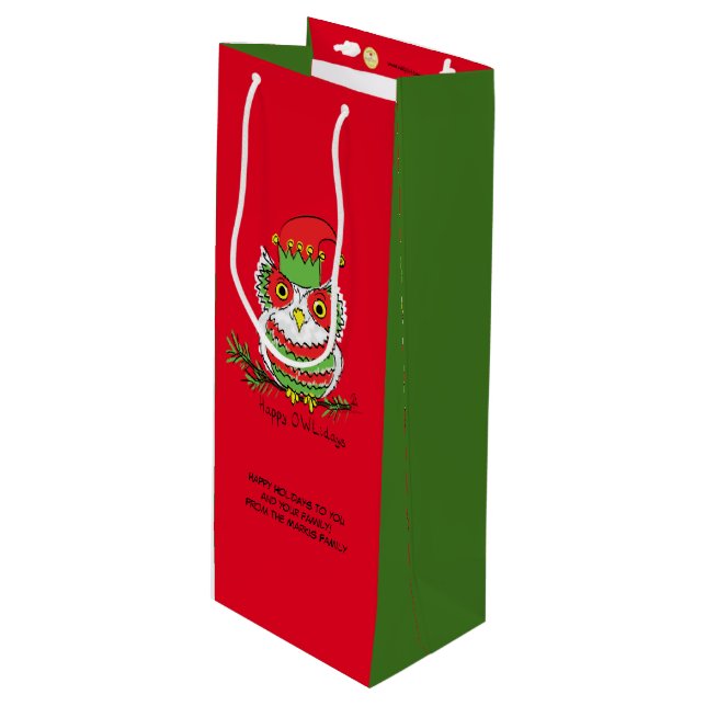 Weihnachtsweihnachtskinder Niedlich Geschenktüte Für Weinflaschen (Vorderseite Schrägansicht)