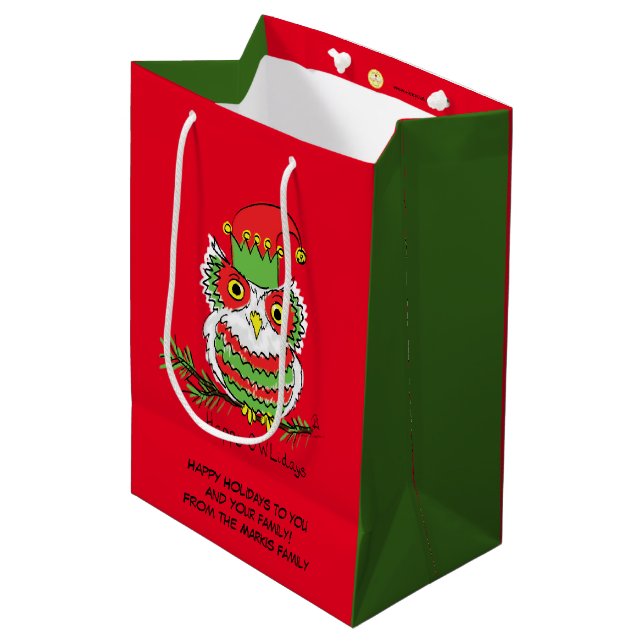 Weihnachtsweihnachtskinder Niedlich Mittlere Geschenktüte (Vorderseite Schrägansicht)