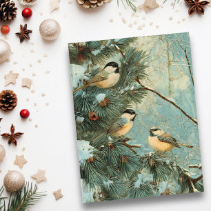 Weihnachtsweihnachtsliegevögel Pine Tree Postkarte