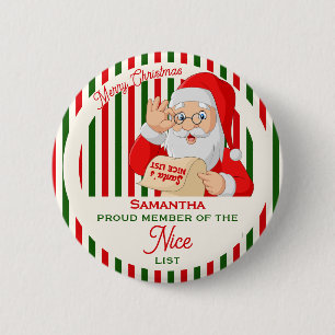 Weihnachtsweihnachtsliste Stolzes Mitglied Button