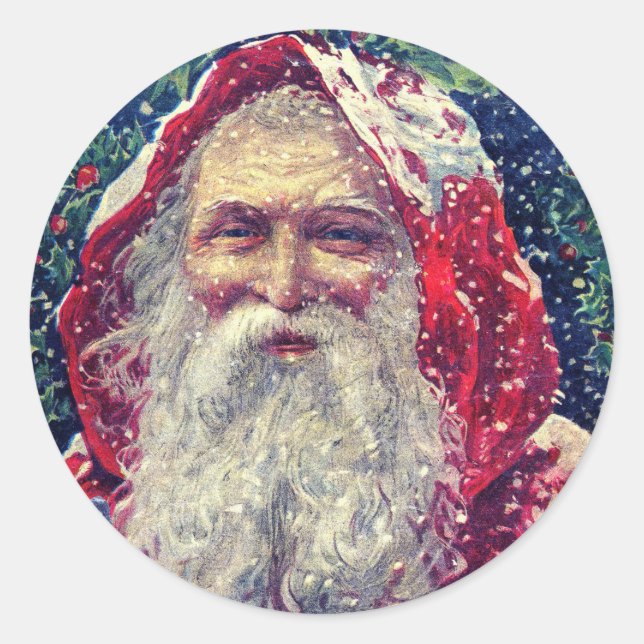 WeihnachtsWeihnachtsmann in Schneeaufkleber Runder Aufkleber (Vorderseite)