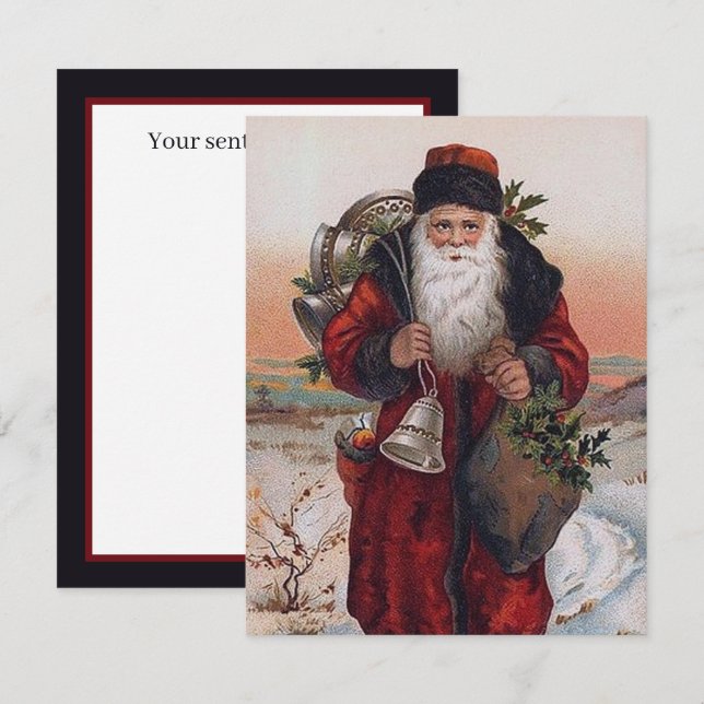 Weihnachtsweihnachtsmann Stimmung hinzufügen Mitteilungskarte (Vorne/Hinten)