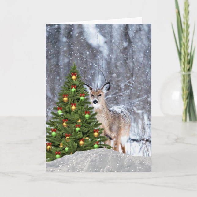 Weihnachtsweihnachtsweih Hirschgrüßkarte Feiertagskarte (Vorderseite)