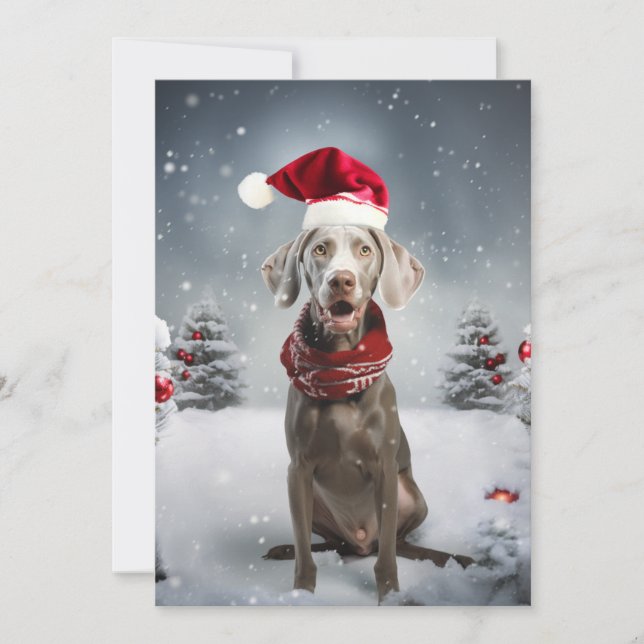 Weihnachtsweimaraner Hund Feiertagskarte (Vorderseite)