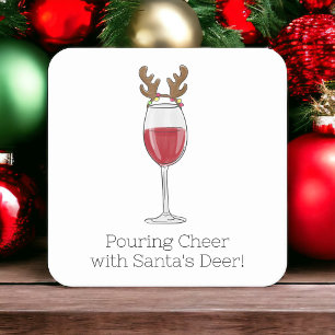 Weihnachtswein Gezaubert mit dem Hirsch des Weihna Rechteckiger Pappuntersetzer
