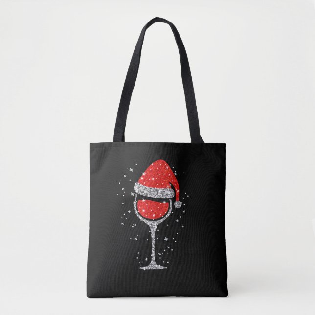 Weihnachtswein Glass Schneeflocken Weihnachtsmannm Tasche (Vorderseite)