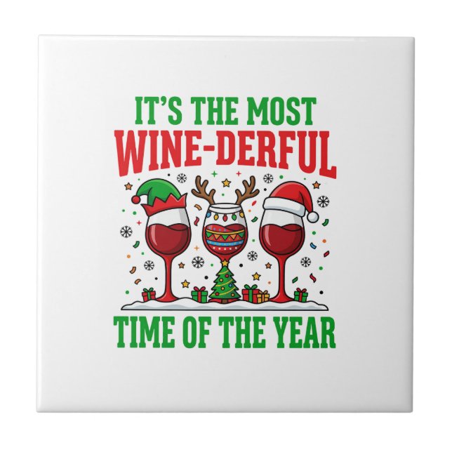 Weihnachtswein-herrliches rotes Weindesign Fliese (Vorderseite)