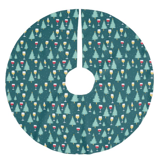 Weihnachtswein Lover Polyester Weihnachtsbaumdecke (Vorderseite)