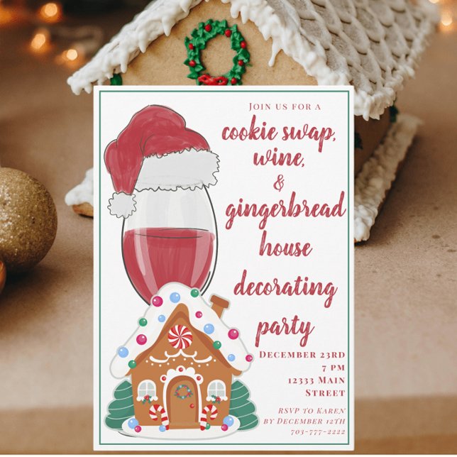 Weihnachtswein Mamas Cooki e Swap Lebkuchen Haus Einladung (Von Creator hochgeladen)