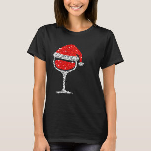 Weihnachtswein mit Weihnachtsmannmütze Roter Wein T-Shirt