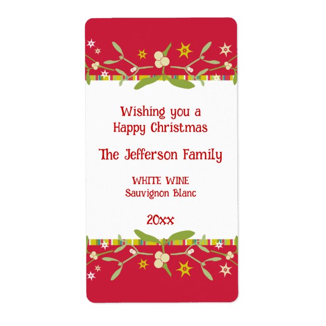 Weihnachtswein personalisiertes Etikett Mistletoro (Vorne)
