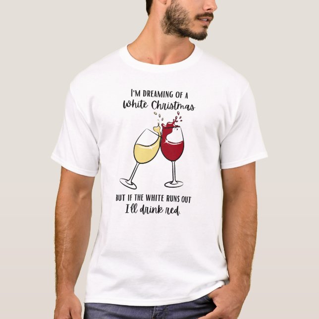 Weihnachtswein Rot-Weiß lustige Feste T-Shirt (Vorderseite)