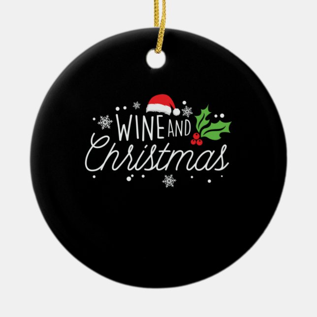 Weihnachtswein und Weihnachten Keramik Ornament (Vorne)