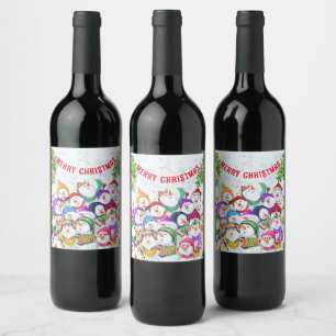 Weihnachtsweinlabel Happy Snowman Party Funny Weinetikett