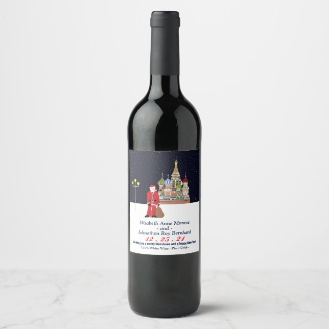 Weihnachtsweinmarke in Moskau Weinetikett (Vorderseite)
