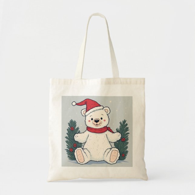 Weihnachtsweißbär Tote Tasche (Vorne)