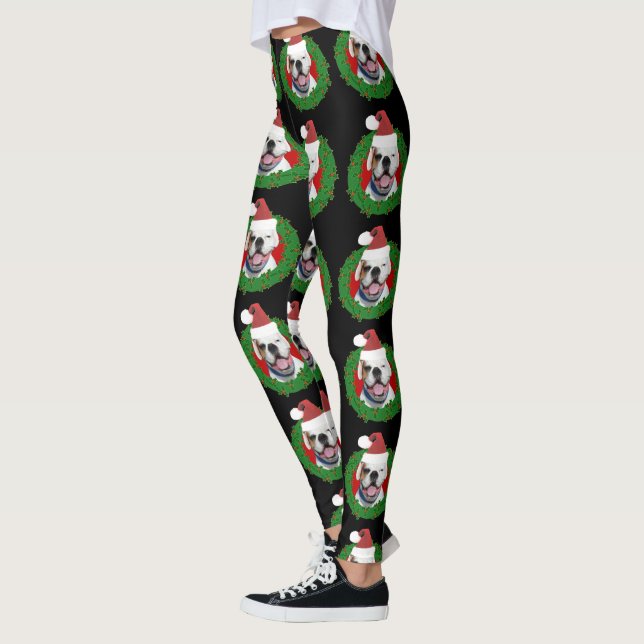 Weihnachtsweiße Boxerhundekunst-Leggings Leggings (Links)