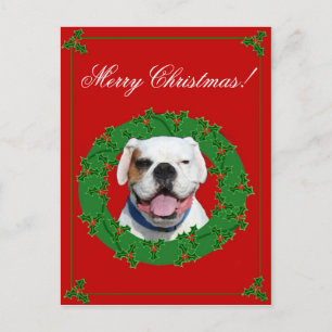 Weihnachtsweiße Boxerpostkarte Feiertagspostkarte