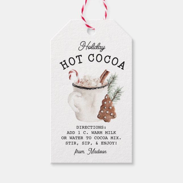 Weihnachtsweiße Cocoa-Geschenketiketten Geschenkanhänger (Vorderseite)