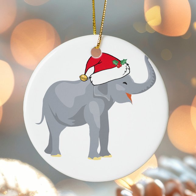Weihnachtsweiße Elefant Party Niedlich Keramik Ornament (Von Creator hochgeladen)