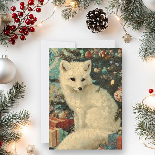 Weihnachtsweiße Fox Age Feiertagskarte