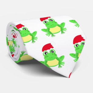 Weihnachtsweiße Frosch Weihnachtsmannmütze Muster Krawatte