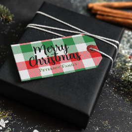 Weihnachtsweiße Grün und Rotes Buffalo Kariert Geschenkanhänger