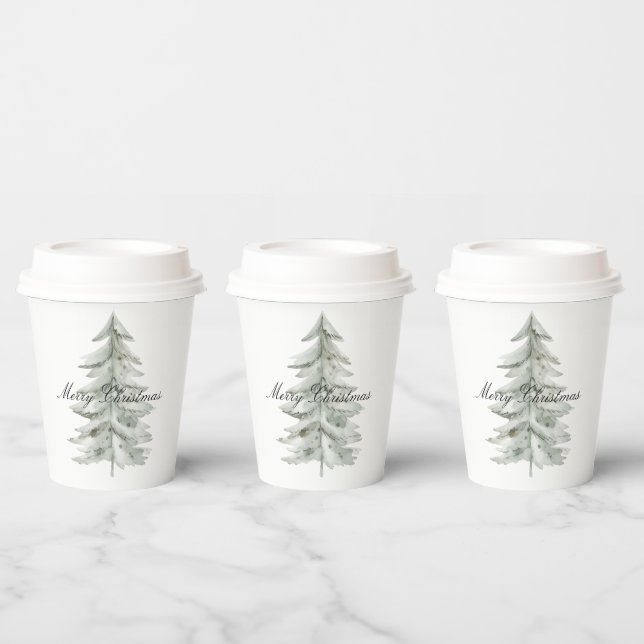 Weihnachtsweiße Grüne Bäume Pappbecher (Multi)
