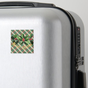 Weihnachtsweiße Kariert mit Kränz Magnet