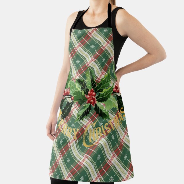 Weihnachtsweiße Kariert mit Kränz Schürze (InSitu)