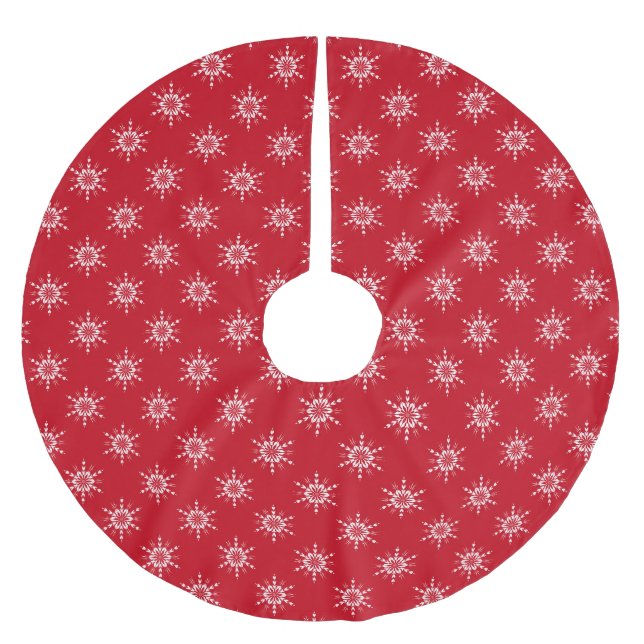 Weihnachtsweiße niedliche Schneeflocke Polyester Weihnachtsbaumdecke (Vorderseite)