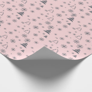 Weihnachtsweiße Schneeflocken Weihnachtsbäume Mo Geschenkpapier