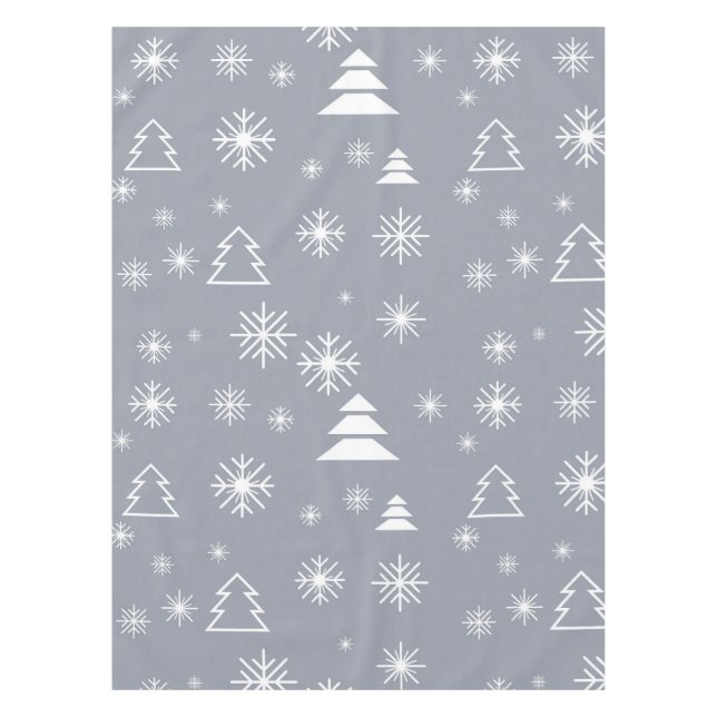 Weihnachtsweiße Schneeflocken Weihnachtsbäume Mode Tischdecke (Vorderseite)