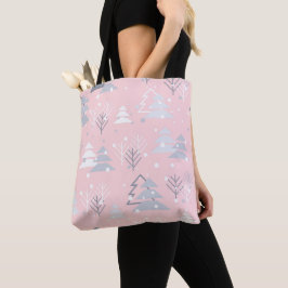 Weihnachtsweiße Schneeflocken Weihnachtsbäume Rosa Tasche