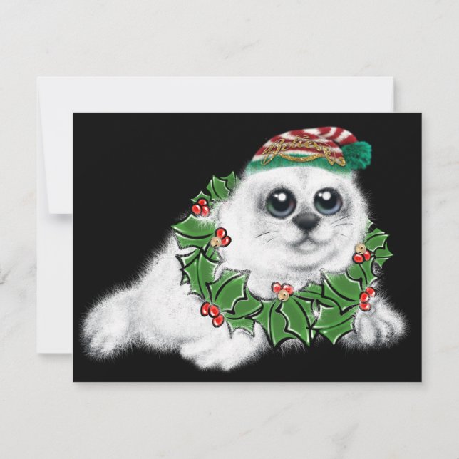 Weihnachtsweiße Siegel, festliches arktisches Tier Mitteilungskarte (Vorderseite)