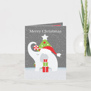Weihnachtsweißelfant hinzufügen feiertagskarte
