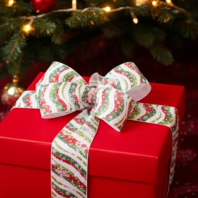 Weihnachtswellen und Schneeflocken Satinband (Von Creator hochgeladen)