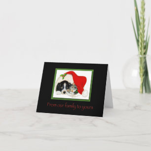 WeihnachtsWelpe und Kittenkarte Feiertagskarte