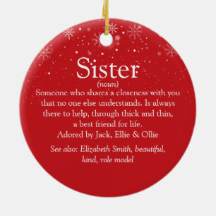 Weihnachtswelt Bestes-Schwester-Definition-Foto Keramik Ornament
