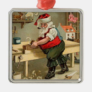 Weihnachtswerkstatt des alten Weihnachtsmanns Silbernes Ornament