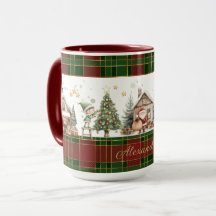 Weihnachtswerkstatt Elves Red Green Plaid Weihnach
